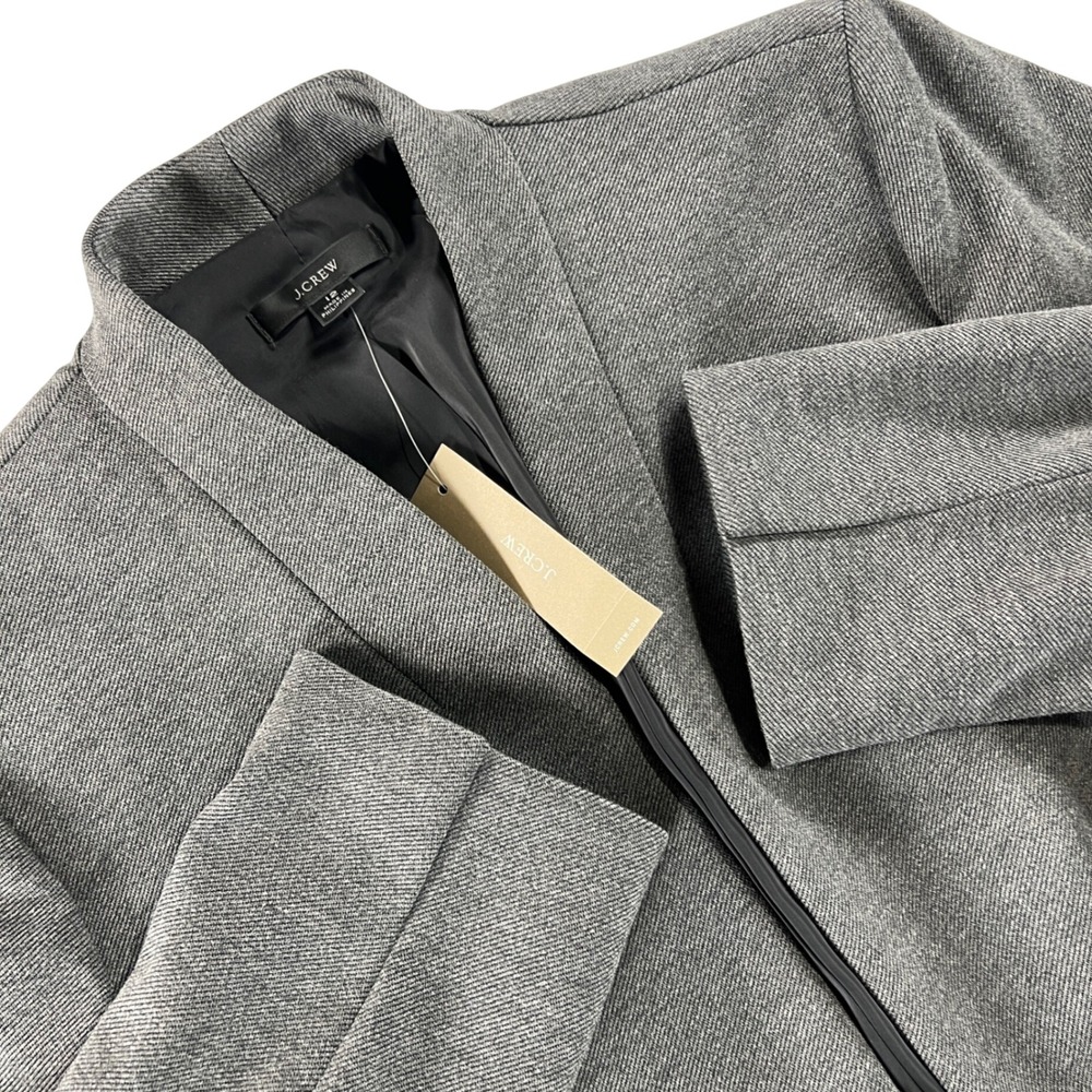 J. Crew Open Front Blazer Women 12 Gray H2743 Ponte Knit Professional Career